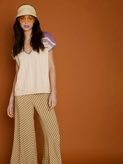 Meisie Flare viscose trousers gold 