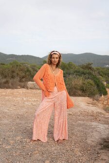 Isla Ibiza bonita Knitted Fringed Cardigan Besso Summer &ndash; Orange