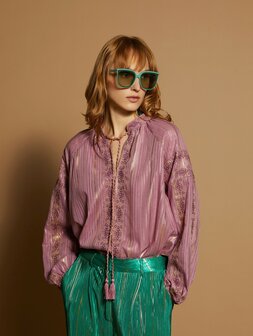 Meisie Gold embroidered blouse