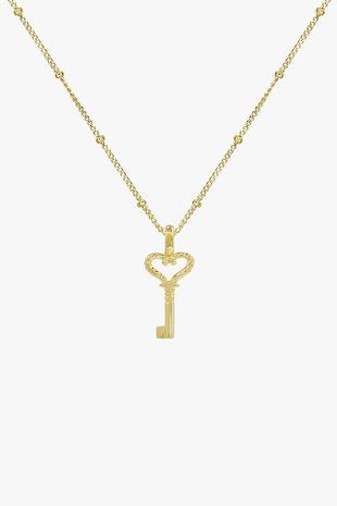 wildthings Hammered key necklace goud verguld 18k
