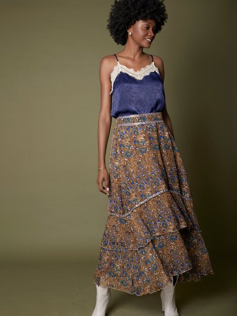 Meisie chiffon lange rok bloemenprint