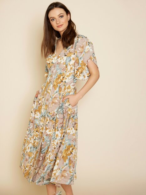 Meisie Floral print midi dress