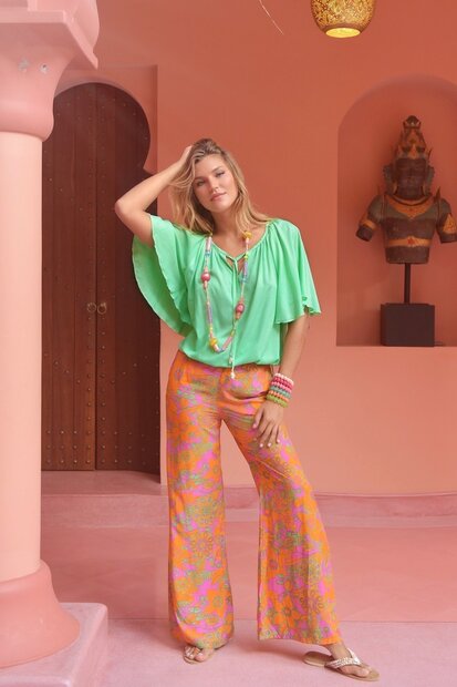 Hotlava pants Alex flower power fuchsia orange 