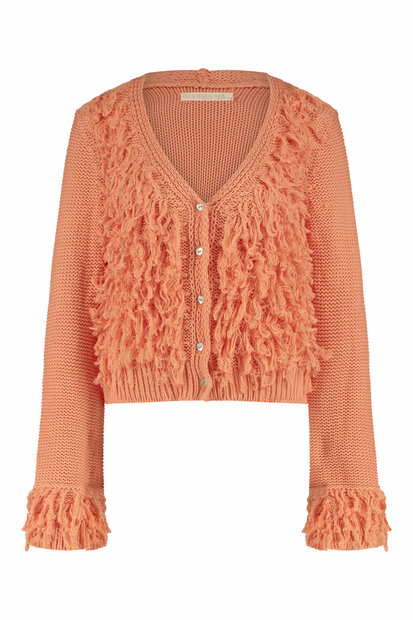 Isla Ibiza bonita Knitted Fringed Cardigan Besso Summer &ndash; Orange