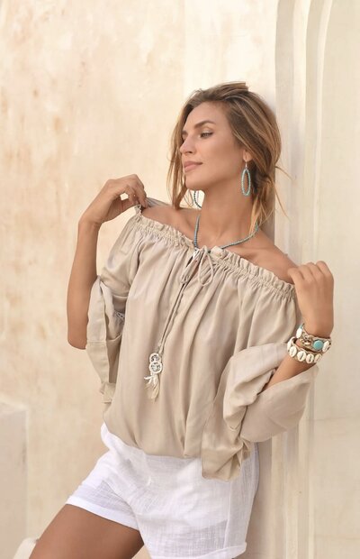 Hotlava blouse hippie dream pebble