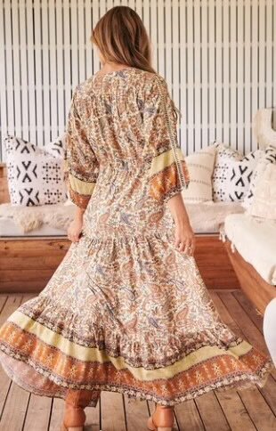 Jaase oakie print ebony maxi dress 