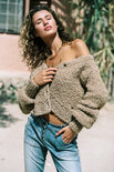 isla ibiza bonita Kort Gebreid Vest Boucle – Bruin