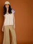 Meisie Flare viscose trousers gold 